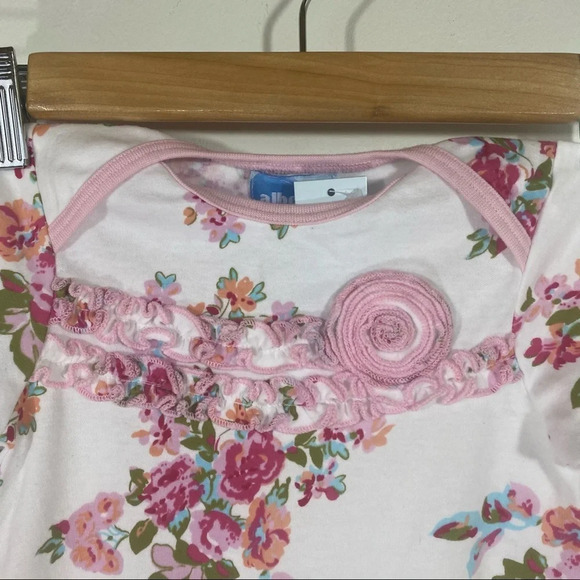 NWT Albetta Baby White and Pink Floral Ruffle Flutter Hem Playsuit - Picture 2 of 9